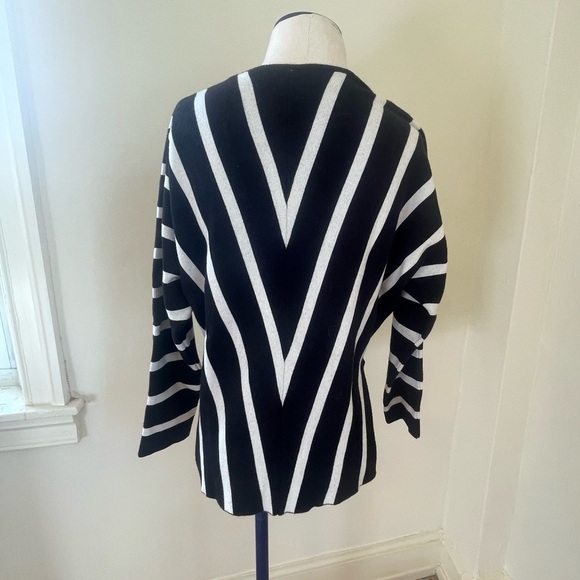 Anthropologie Moth | Striped V neck sweater black & white size Extra Small - Picture 3 of 6